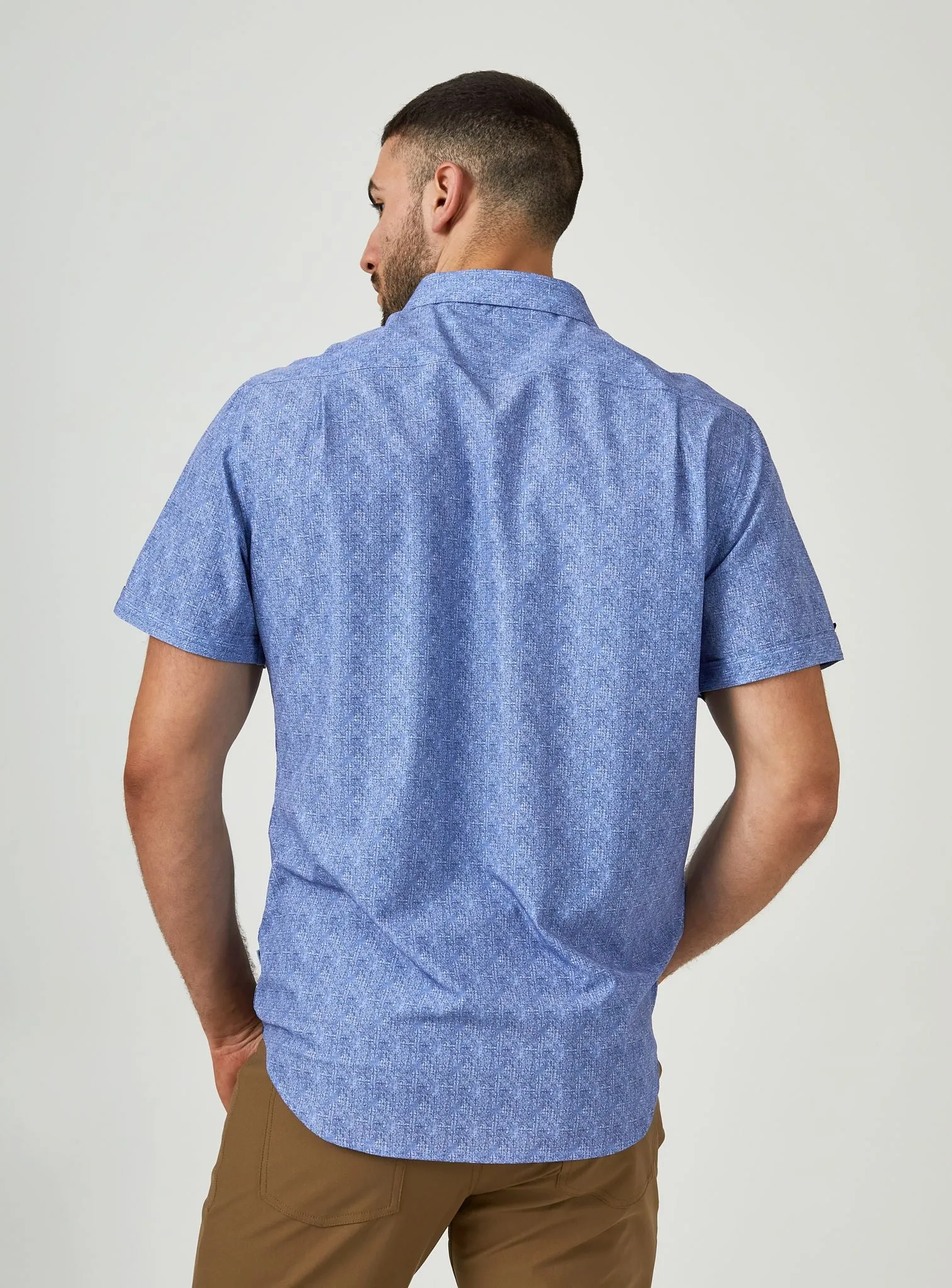 7 Diamonds Athens Short Sleeve Shirt In Light Blue