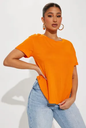 Annie Cuffed Short Sleeve Top - Orange