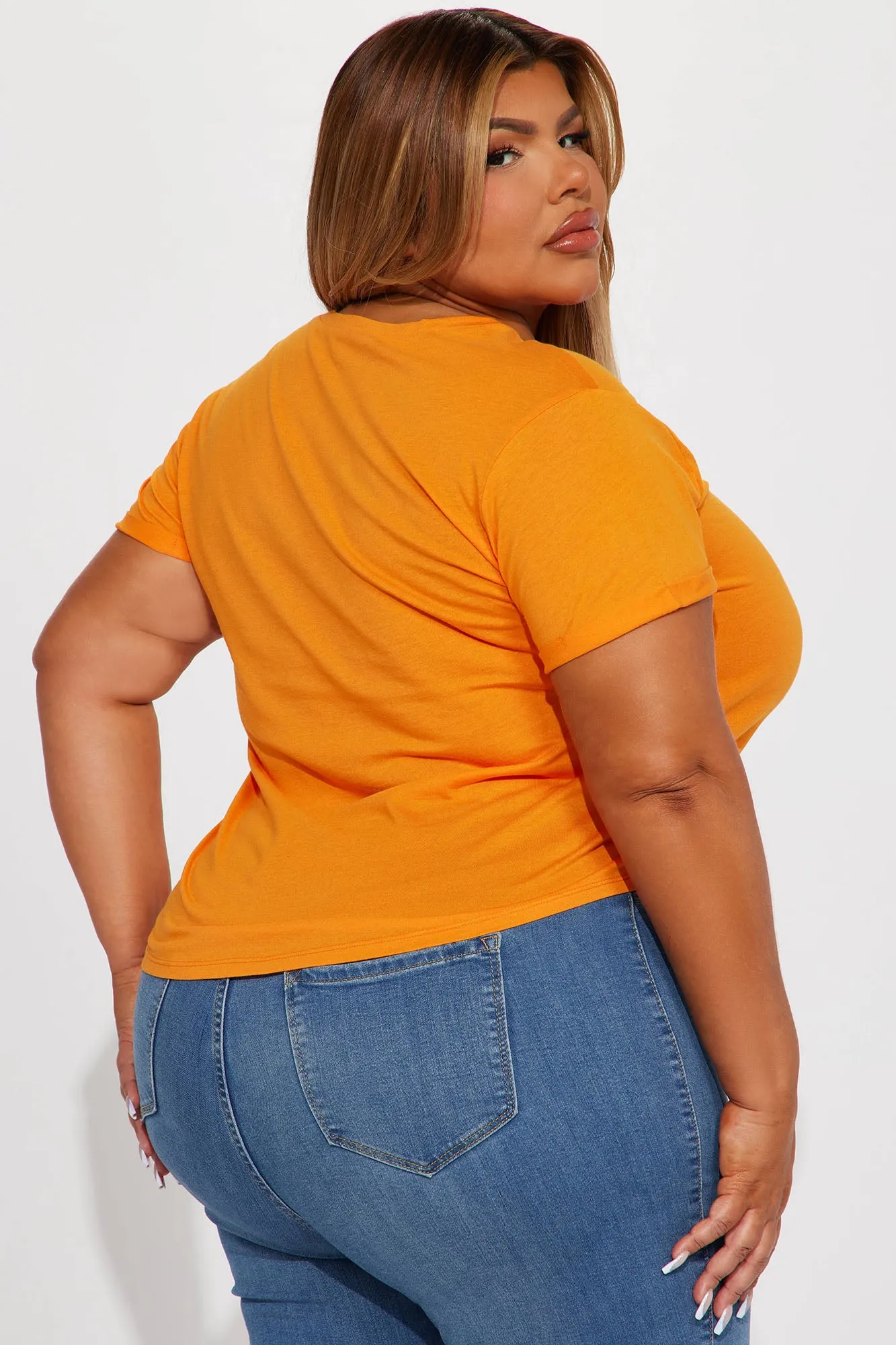 Annie Cuffed Short Sleeve Top - Orange