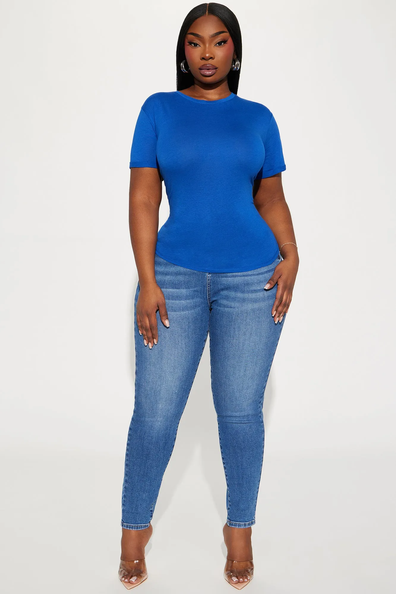 Annie Cuffed Short Sleeve Top - Royal