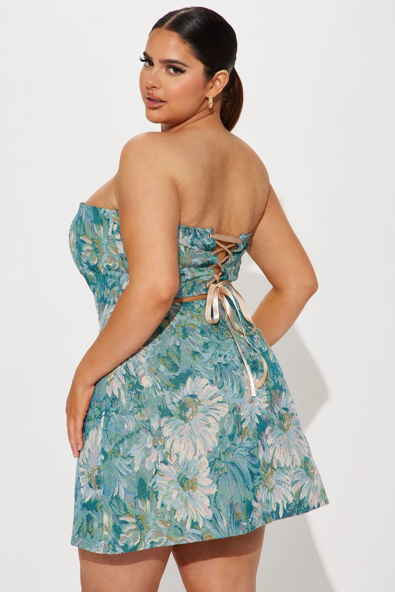 Aphrodites Garden Mini Dress - Blue/combo