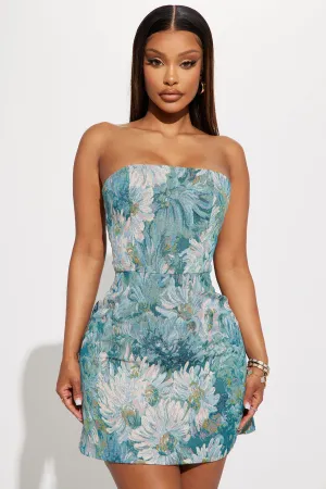 Aphrodites Garden Mini Dress - Blue/combo