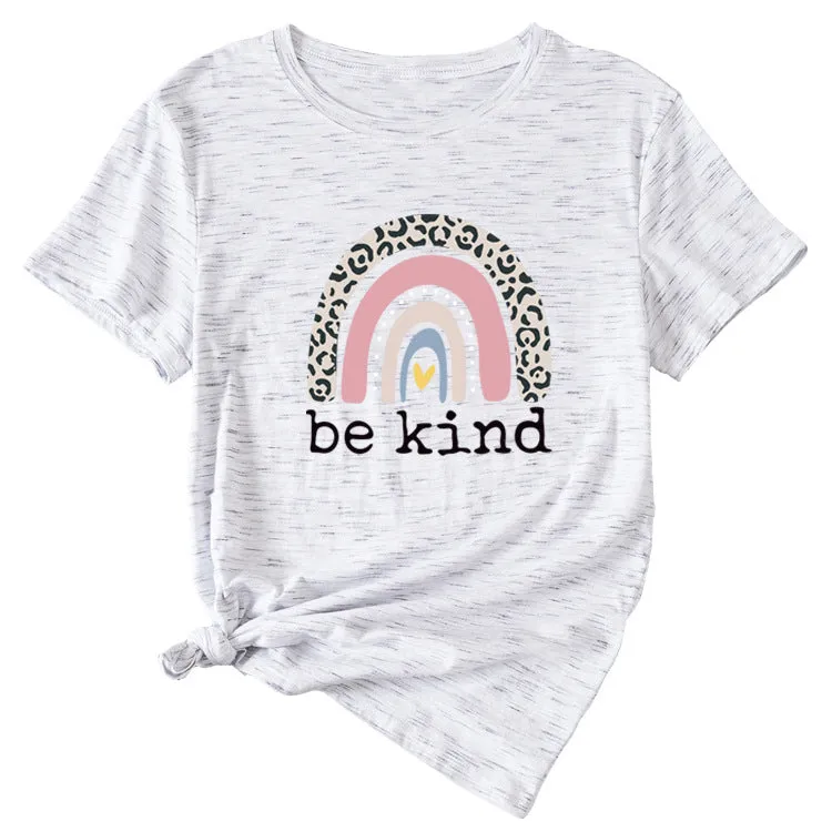 Be kind Funny Graphic Print Women's Summer Casual Loose Short Sleeve T-Shirt