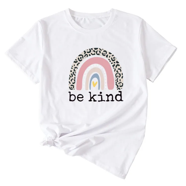 Be kind Funny Graphic Print Women's Summer Casual Loose Short Sleeve T-Shirt