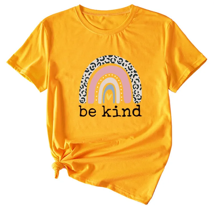 Be kind Funny Graphic Print Women's Summer Casual Loose Short Sleeve T-Shirt