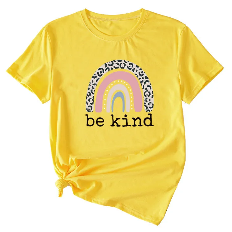 Be kind Funny Graphic Print Women's Summer Casual Loose Short Sleeve T-Shirt