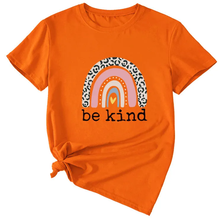 Be kind Funny Graphic Print Women's Summer Casual Loose Short Sleeve T-Shirt