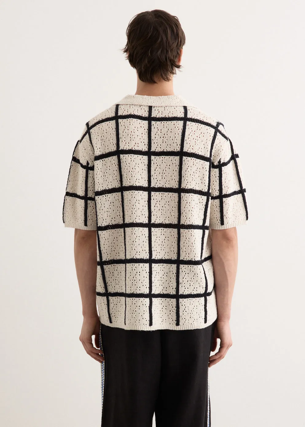 Crochet Check Open Placket Polo