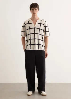 Crochet Check Open Placket Polo
