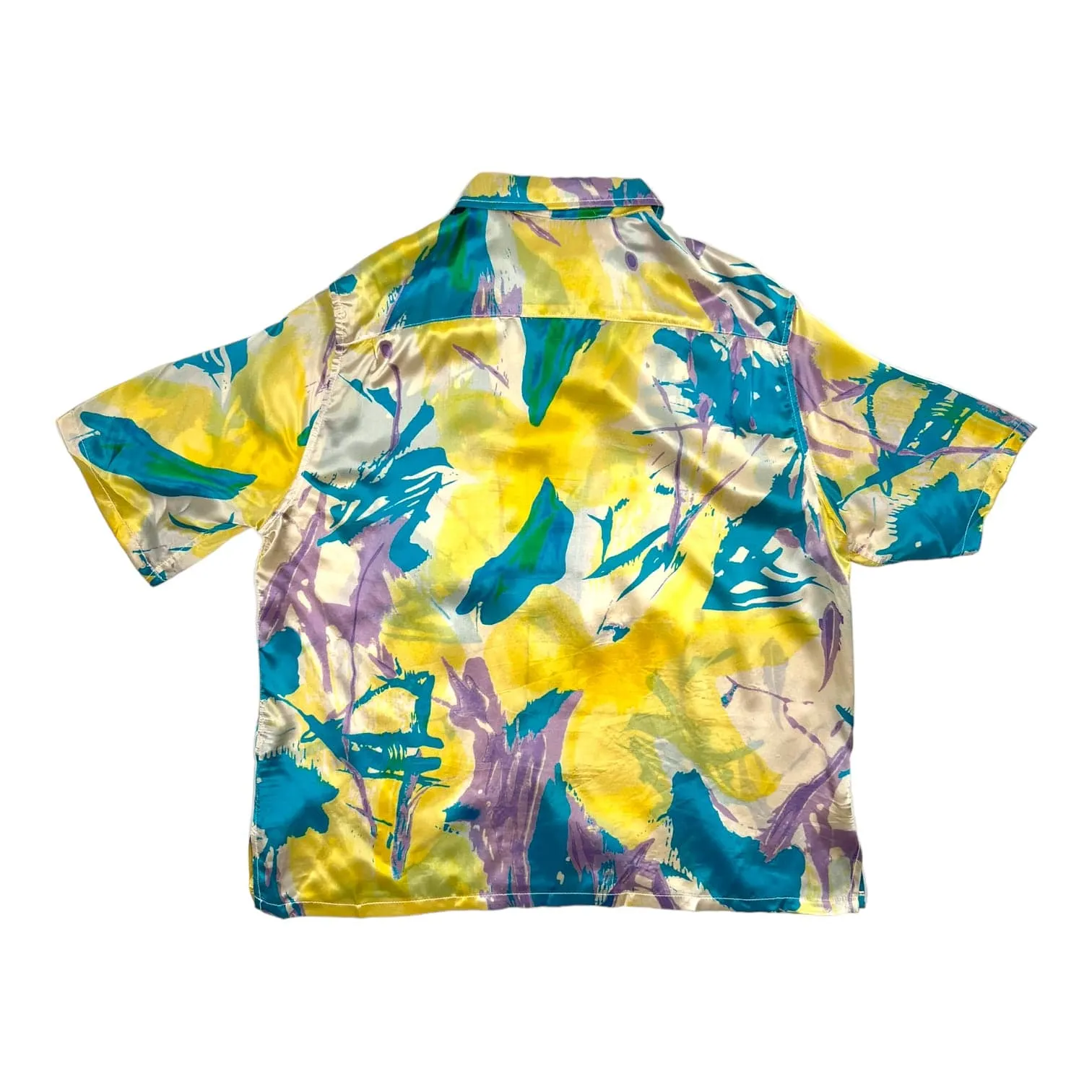 Gallery Department Printed Silk Button Up Shirt Yellow Pre-Owned