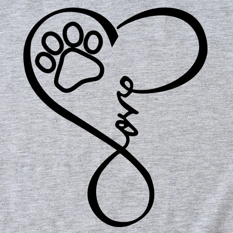 LOVE Dog Print Love Print Round Neck Short Sleeve Fashion Women's T-Shirt