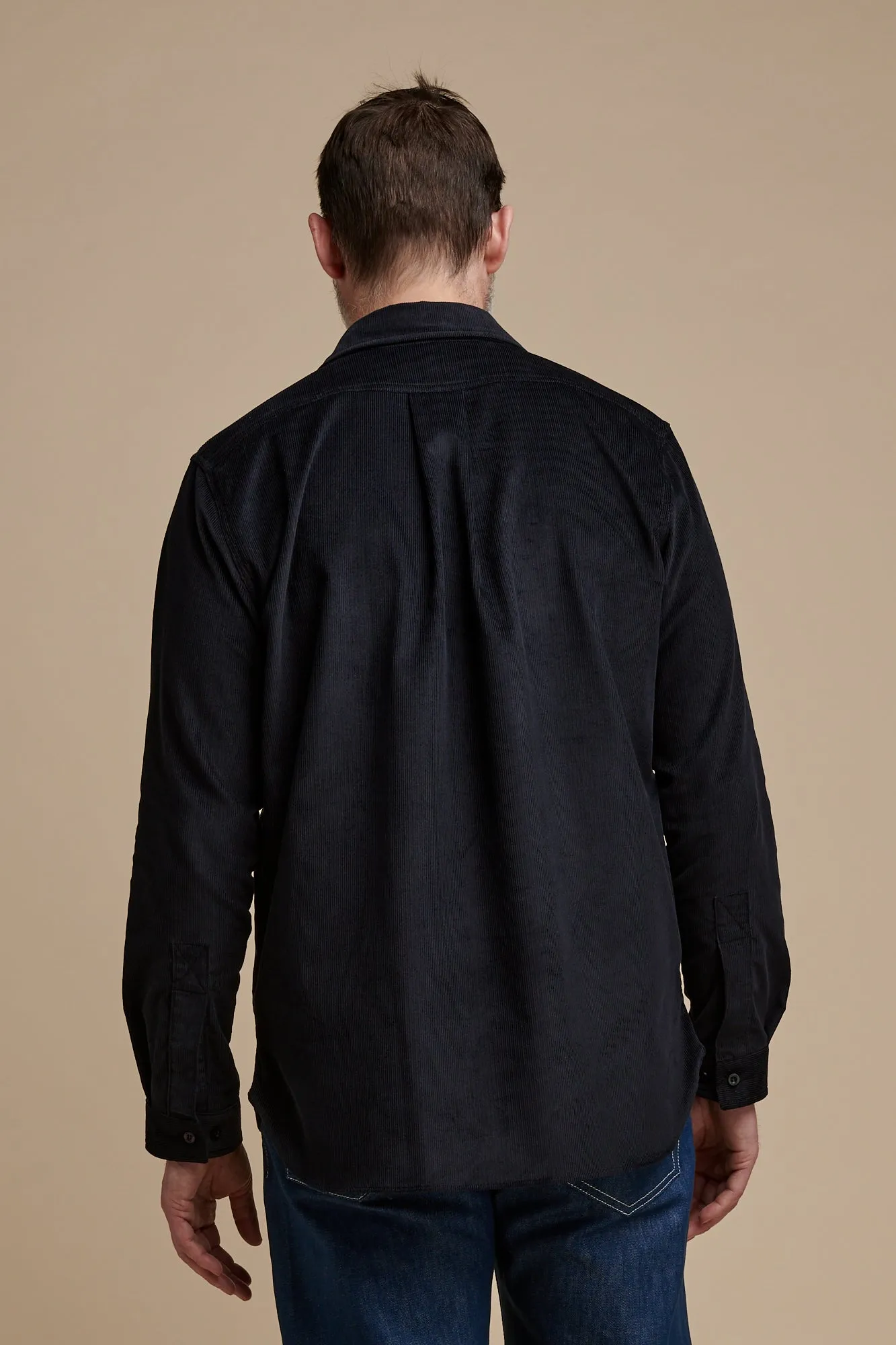 Men's Oli Half Placket Needle Cord Shirt - Navy