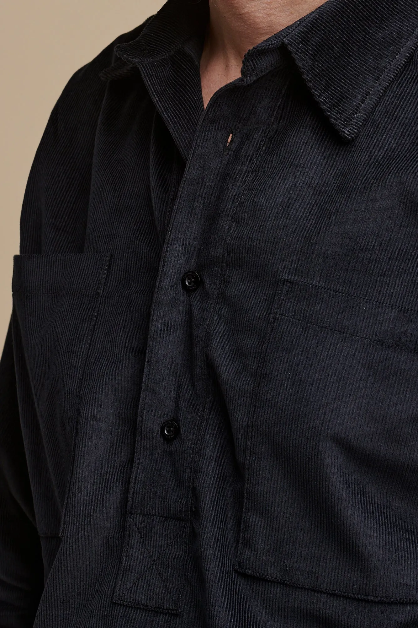 Men's Oli Half Placket Needle Cord Shirt - Navy
