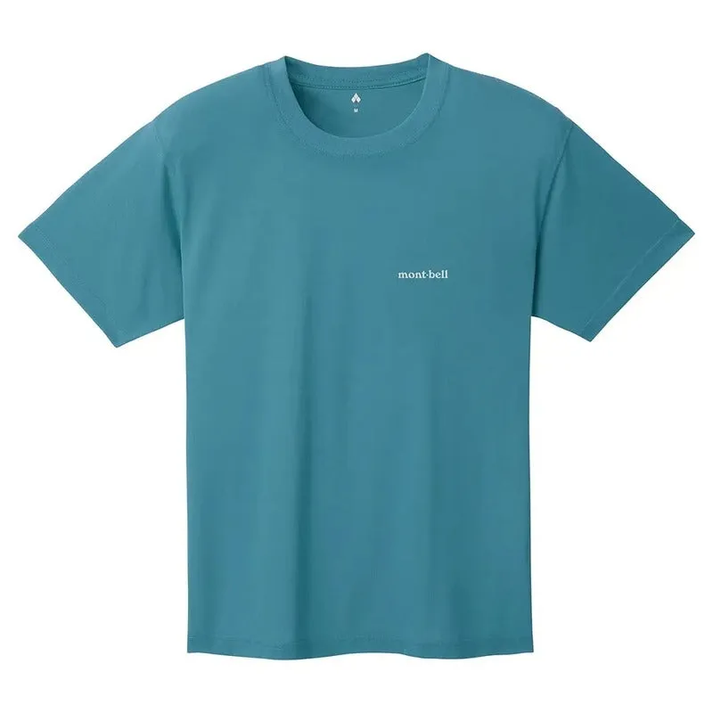 Montbell T-Shirt Men's US Wickron T One Point Logo - Blue Green