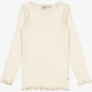 Rib T-Shirt Lace LS - eggshell