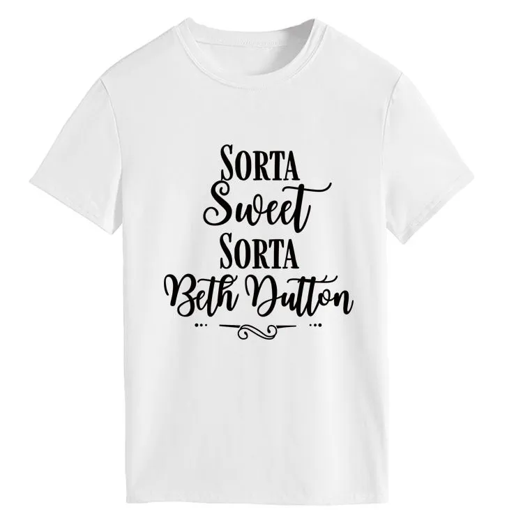 Sorta Sweet Sorta Fashion Women's Backing Round Neck Short Sleeve T-shirt Women
