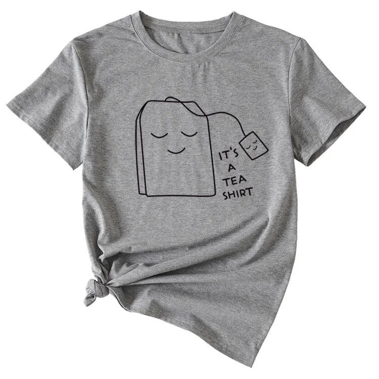This Is A Tawny Shirt, Simple Pattern Printing, Women's Casual Loose Short-sleeved Shirt