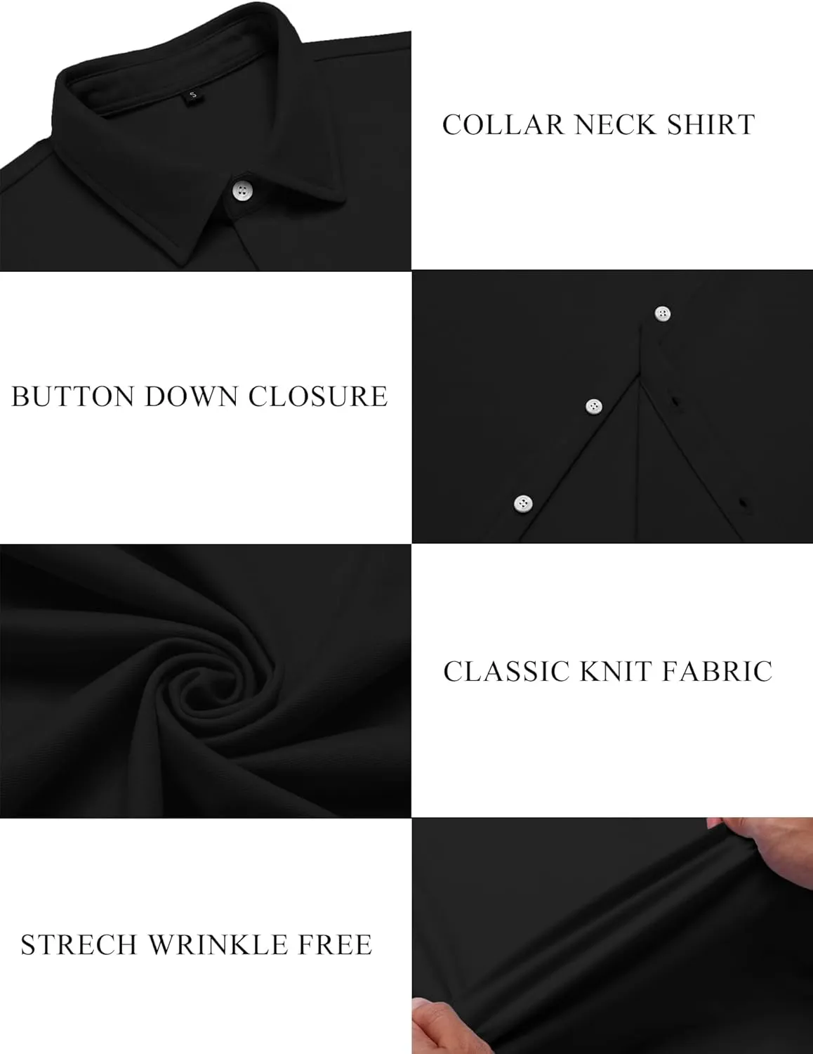 URRU Men's Muscle Dress Shirts Short Sleeve Stretch Casual Button Down Shirts Wrinkle Free Slim Fit Dress Shirt for Men