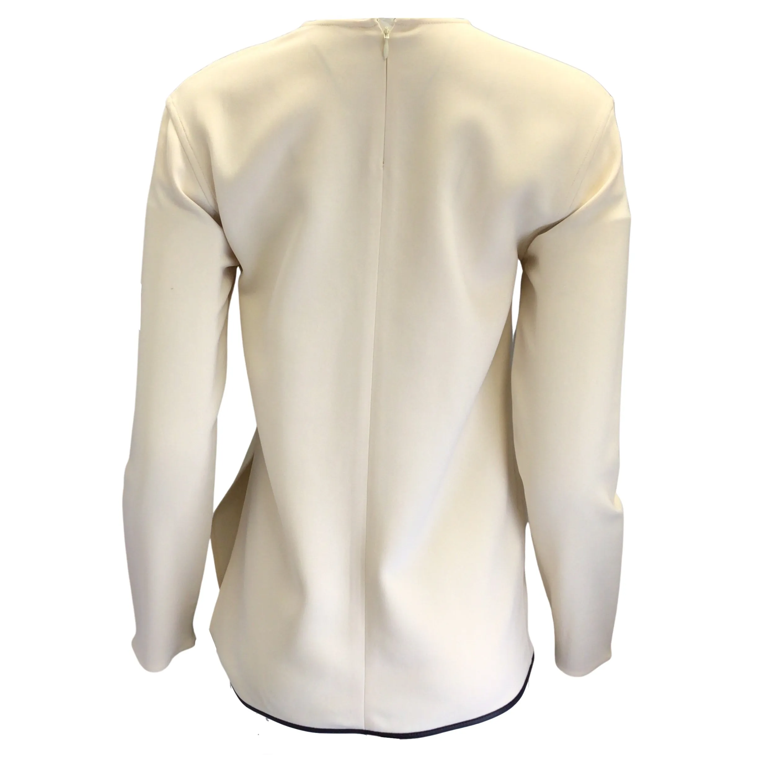 Victoria Beckham Ivory / Black Lambskin Leather Trimmed Crepe Top