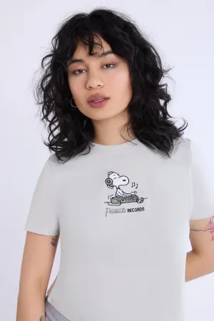 Womens Peanuts DJ Embroidered Tee