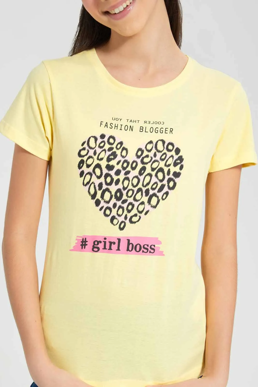 Yellow Heart Print T-Shirt
